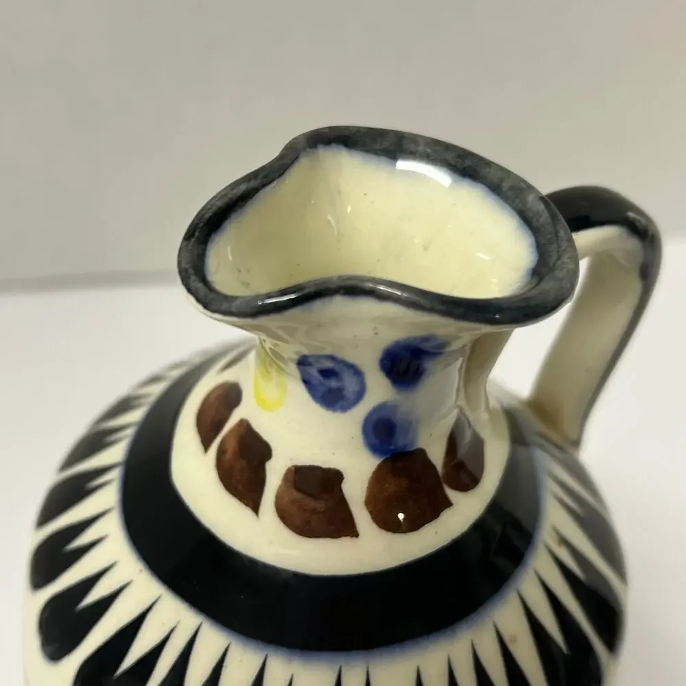 Vintage Signed‎ Tonala Mexican Pottery Hand painted Ceramic Jug